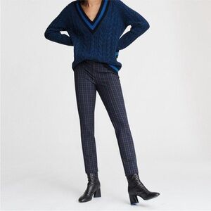 NEW rag & bone Simone Glen Plaid Blue& pink Ankle Cropped Pants sz 8